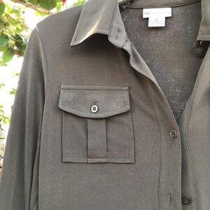 Liz Claiborne Midi Olive Green Classy Shirtdress